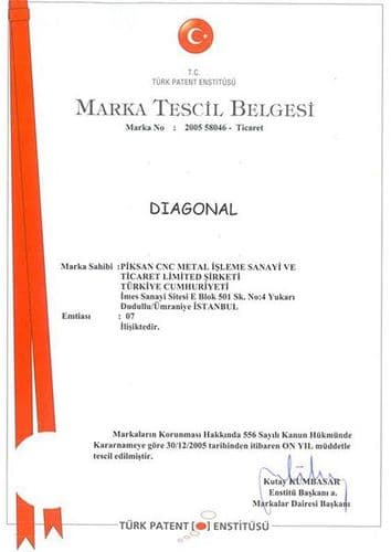 DIAGONAL marka tescil belgesi