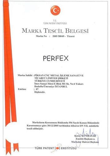 PERFEX marka tescil belgesi