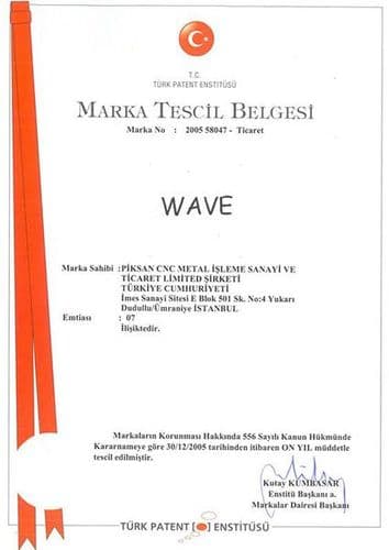 WAVE marka tescil belgesi