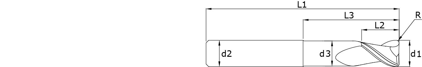 Karbür Köşe Radyüslü Freze - Almold – Teknik çizim