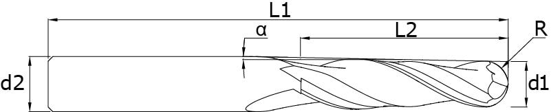 Karbür Konik Küre Freze - Taper 30'–1°30' – Teknik çizim